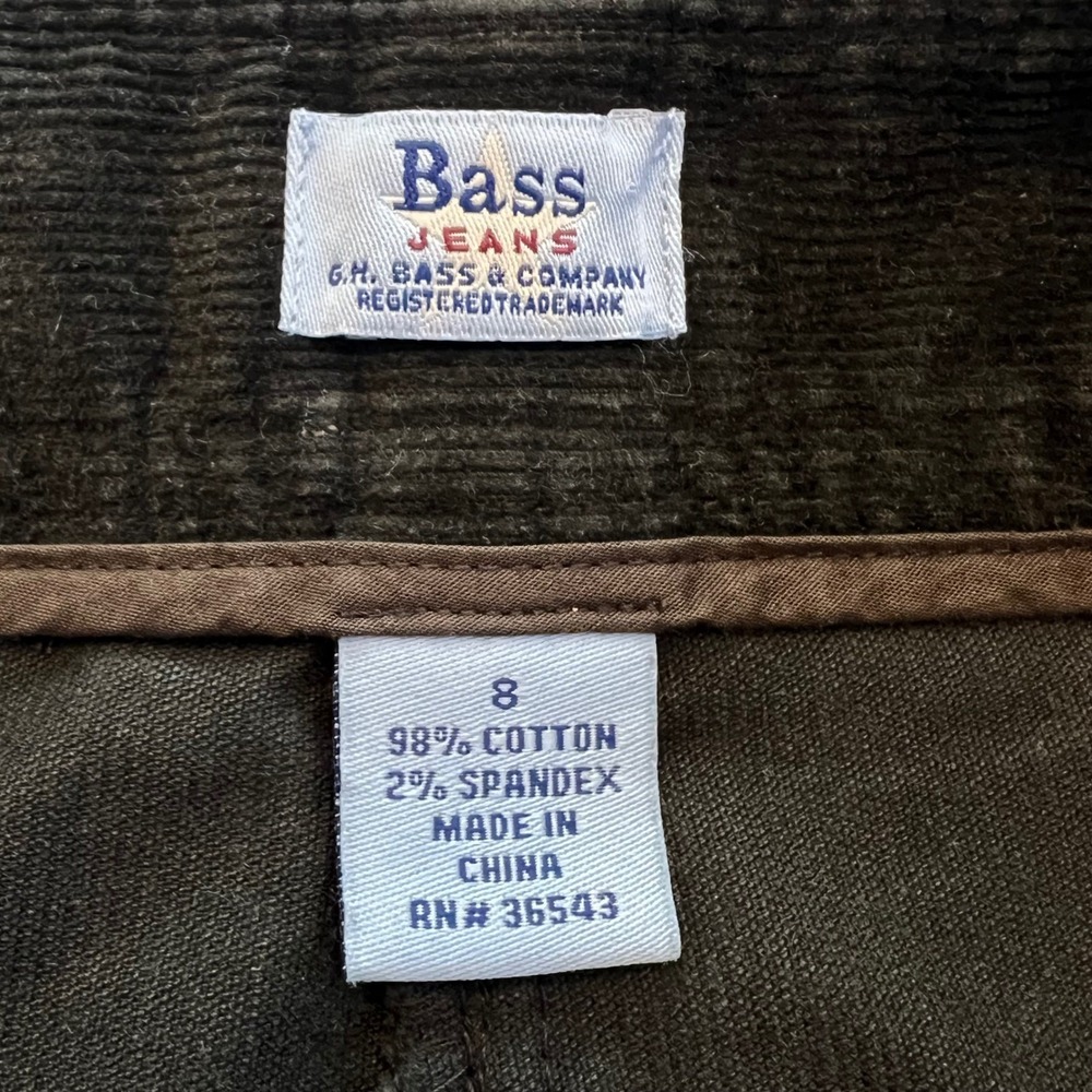 G H Bass Cotton Corduroy A Line Dark Olive Y2K Academia Preppy Skirt Size 8 - Picture 3 of 8